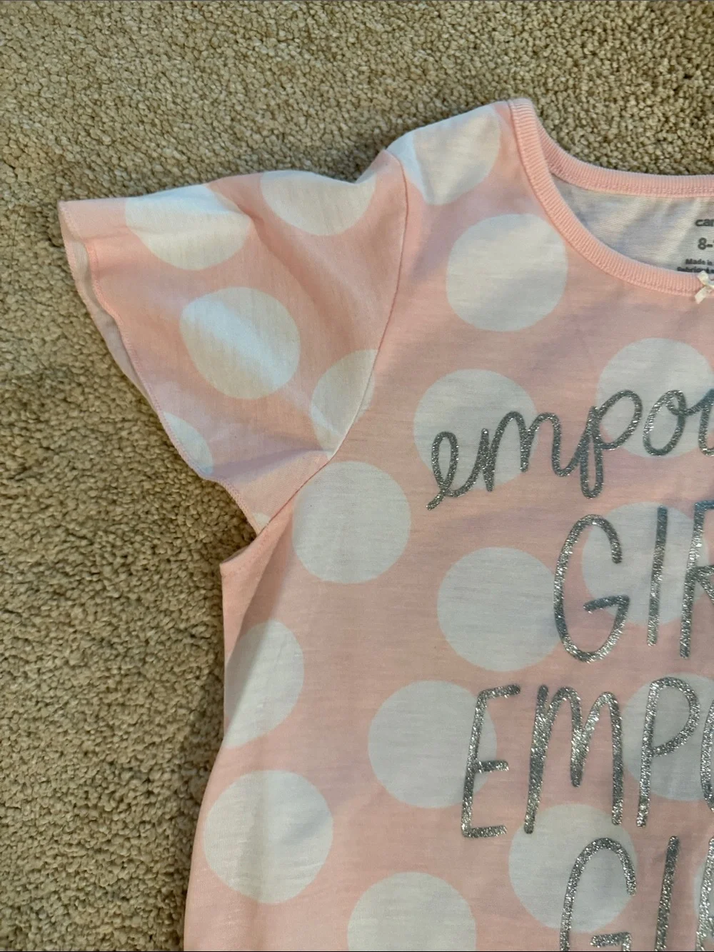 Carter's Pink Polka Dot & Gray Unicorn Nightgowns - Girls Pajamas. Size 8-10.